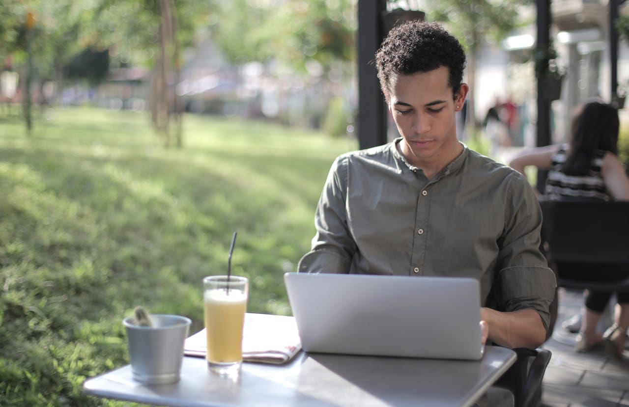 a man remote working 